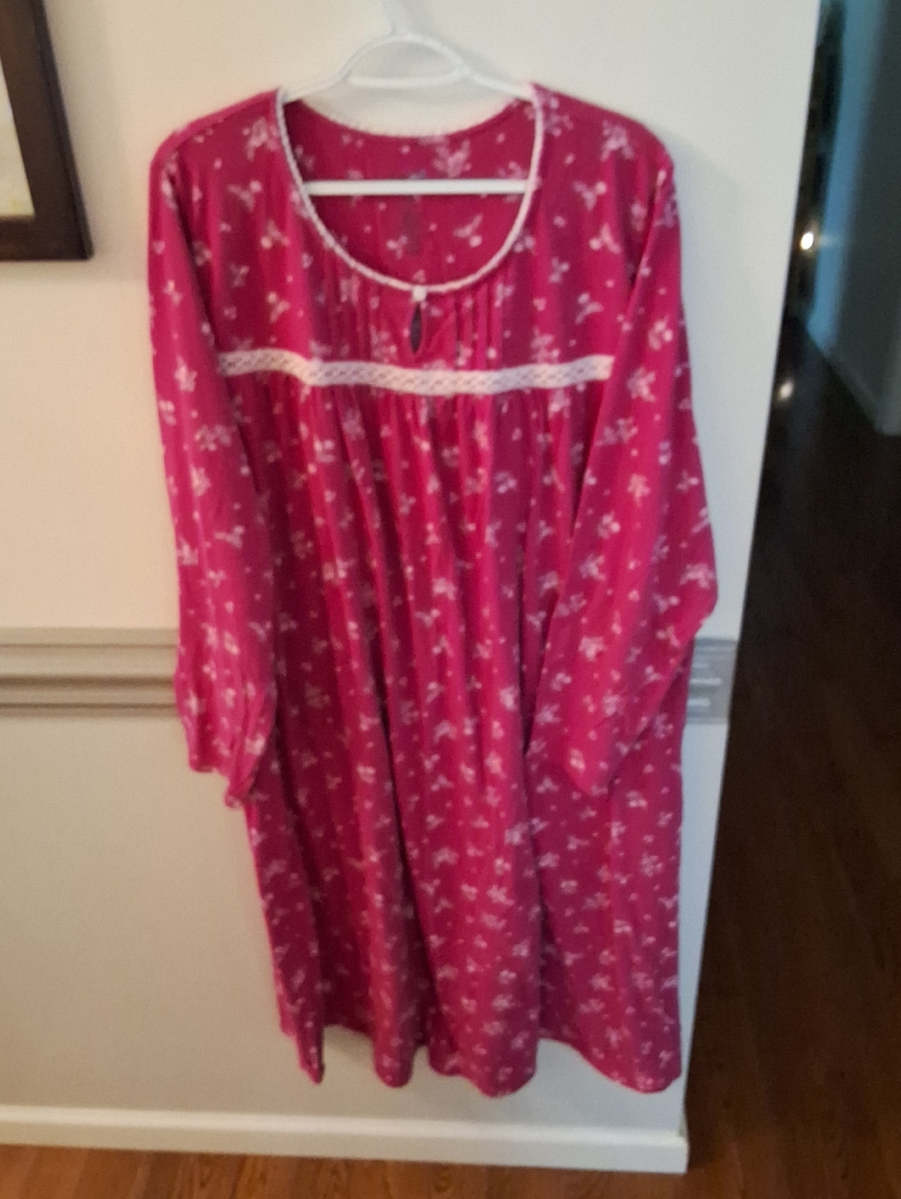 croft & barrow Pink Floral Nightgown with Lace Trim